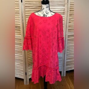 NWT by Anthropologie eyelet framboise knee-length dress for your consideration